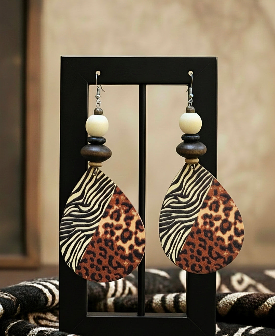 Teardrop Animal Print Earrings