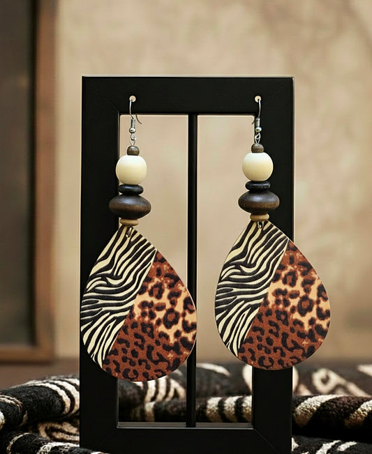 Teardrop Animal Print Earrings
