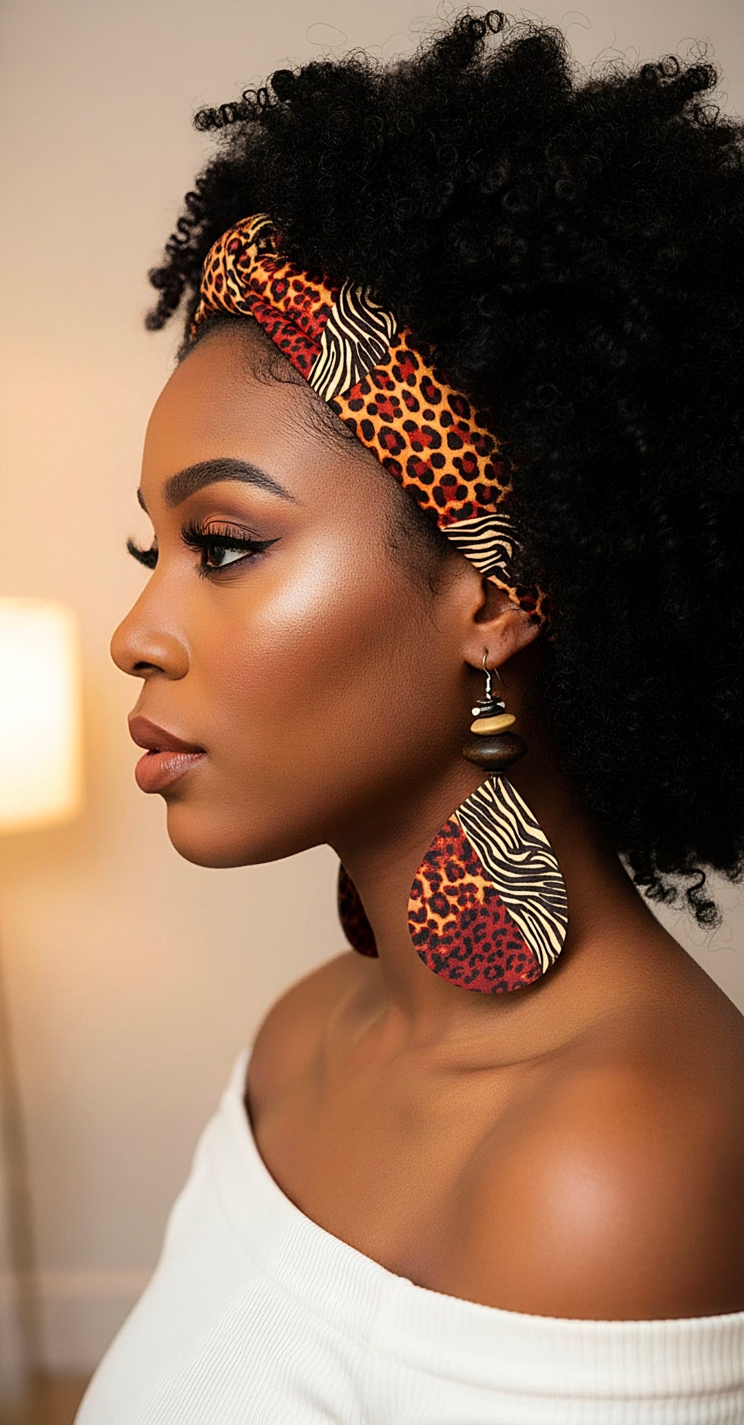 Teardrop Reddish Animal Print Dangles