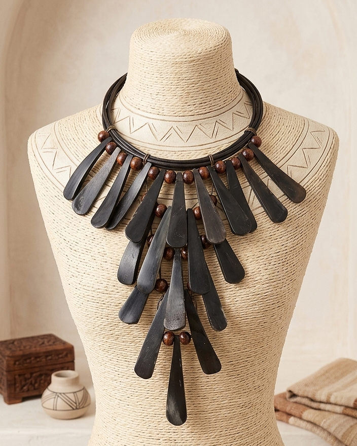 Tiered Black Bone Necklace