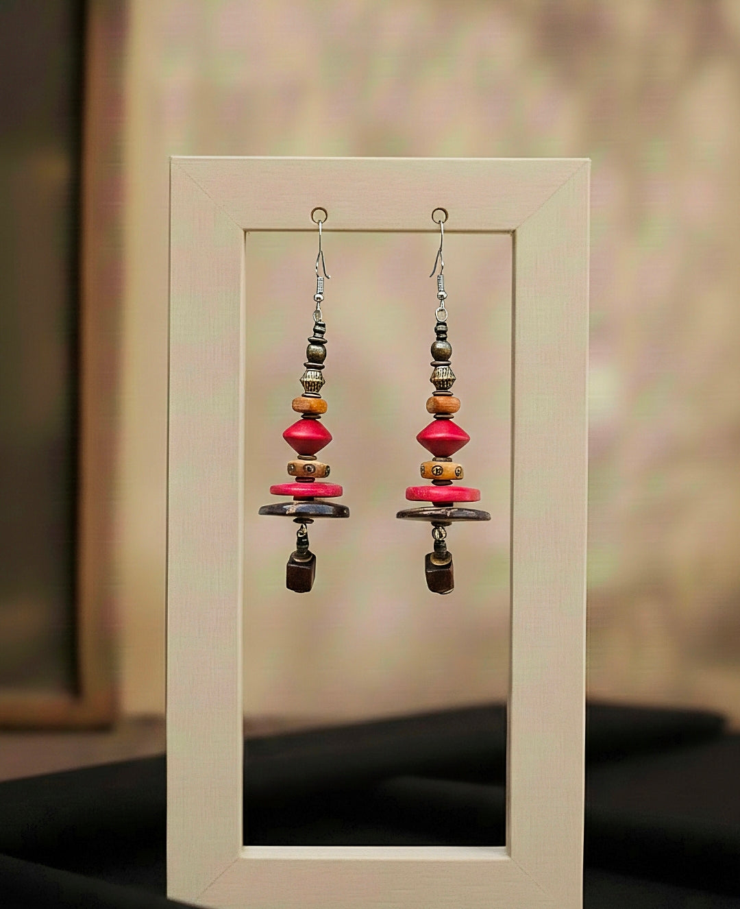 tiered red dangle earring