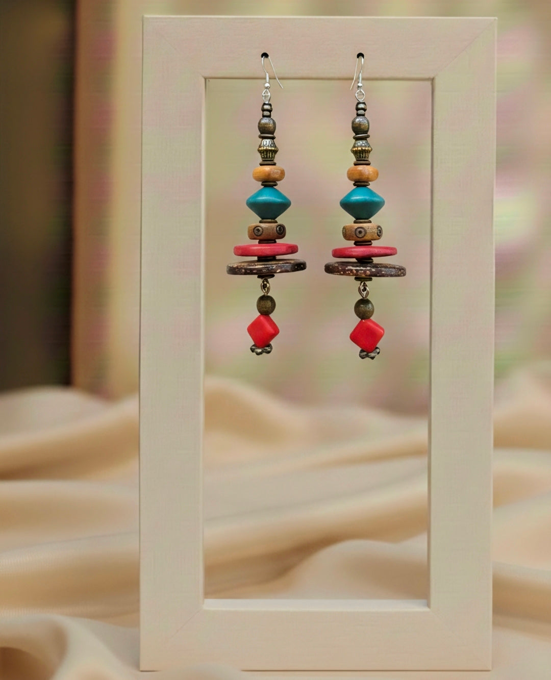 Tiered Red Turquoise Dangles