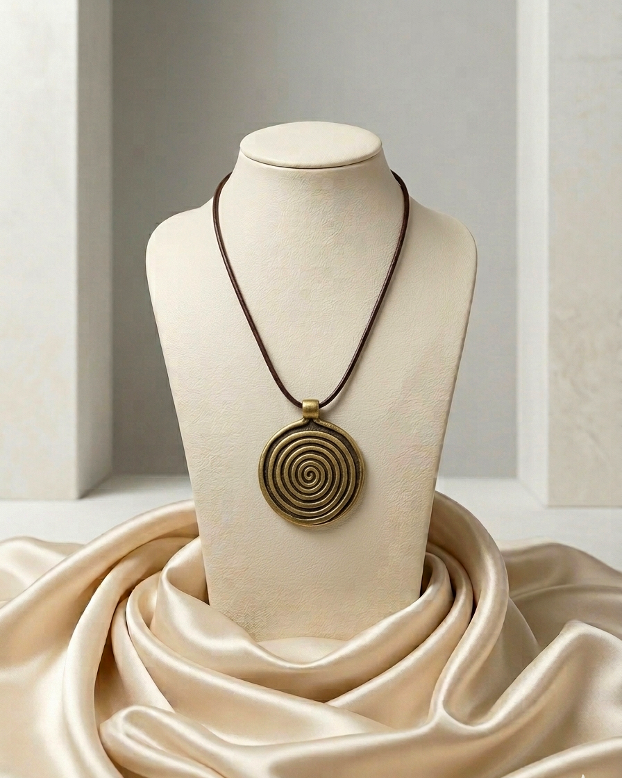 Golden Spiral Zamak Pendant Necklace