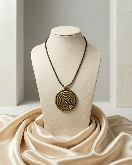 Golden Spiral Zamak Pendant Necklace