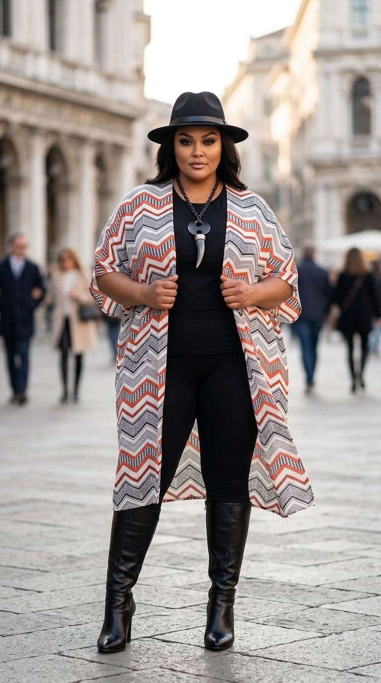 chevron print  maxi kimono