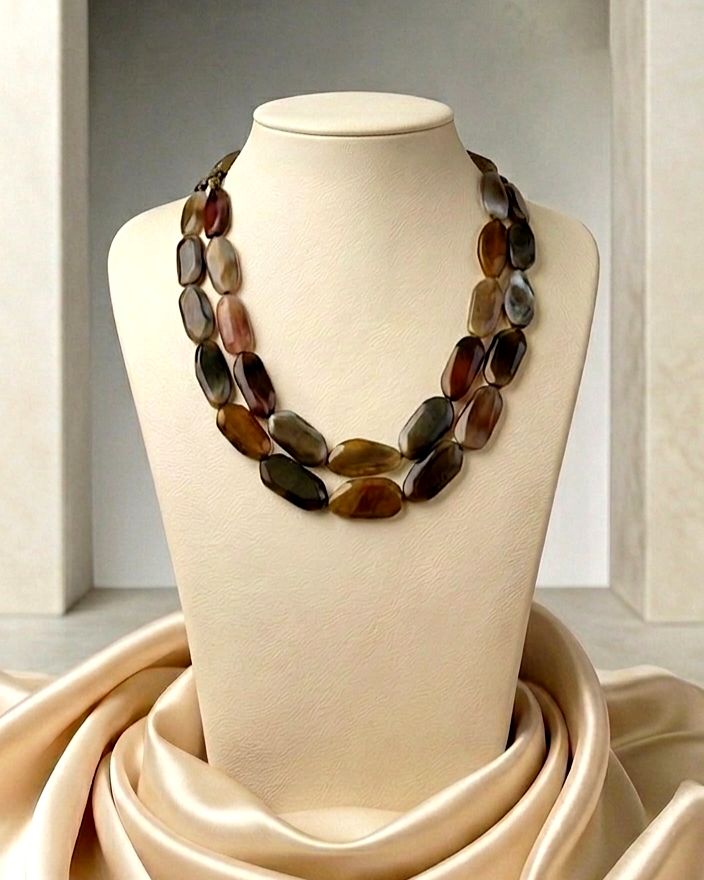 Double Strand Agate Stone Necklace