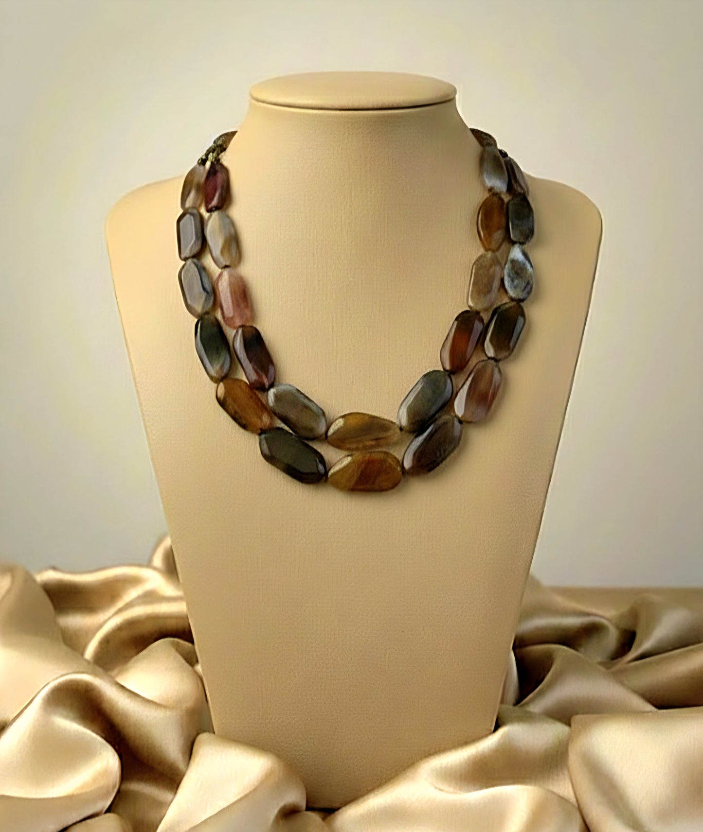 Double Strand Agate Stone Necklace