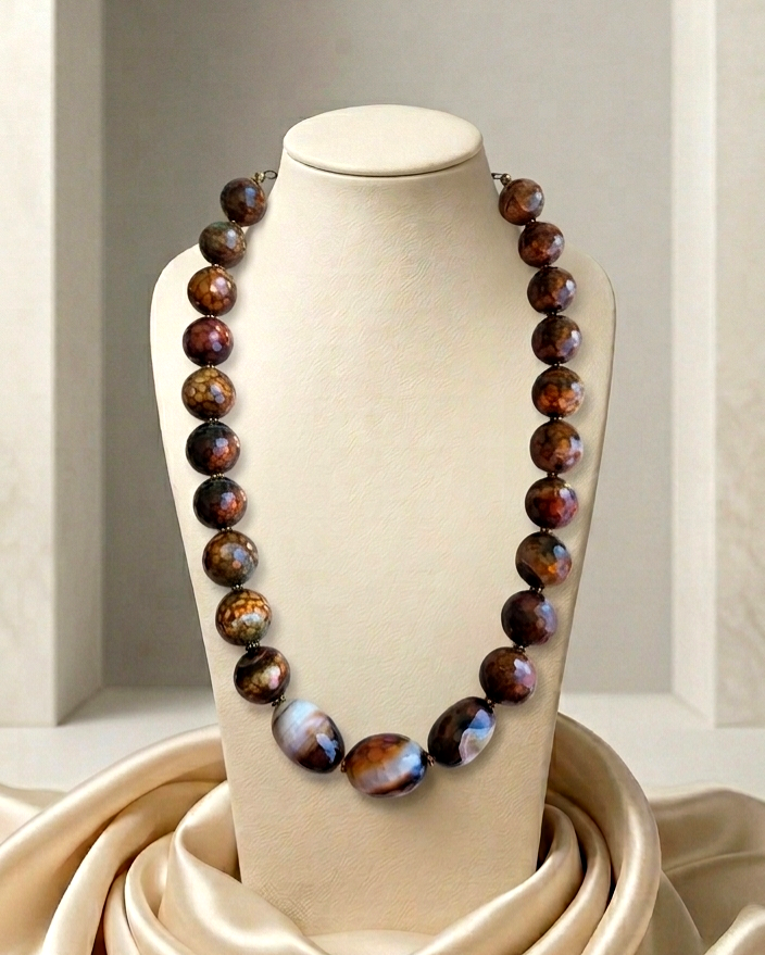 brown faceted beaded necklace