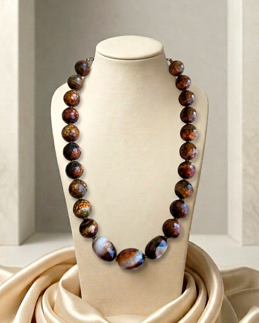 brown faceted beaded necklace