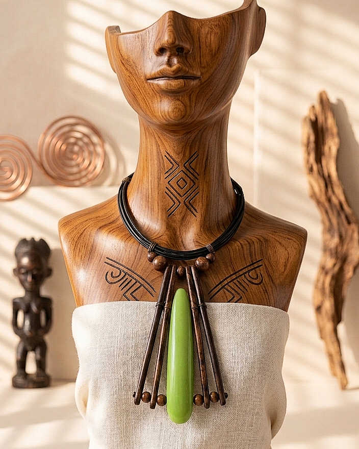 solid lime green long bone necklace